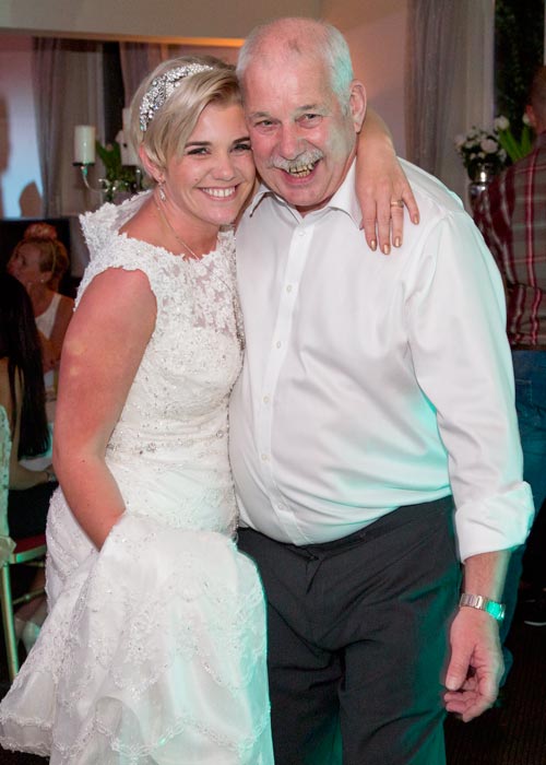 Bride dancing with her dad on the evening of her wedding at Whitley Hall Hotel