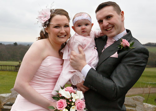 bride groom and daughter at wortley hall hotel sheffield