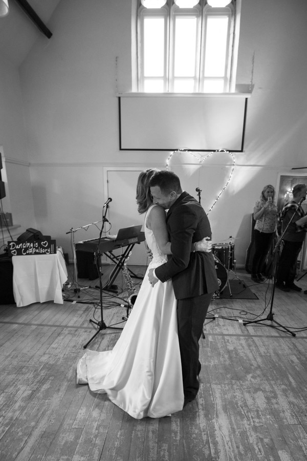 Bride and Groom do their first dance at Cawthorne village hall