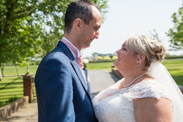 Bride and Groom in the grounds of Burntwood on their wedding day