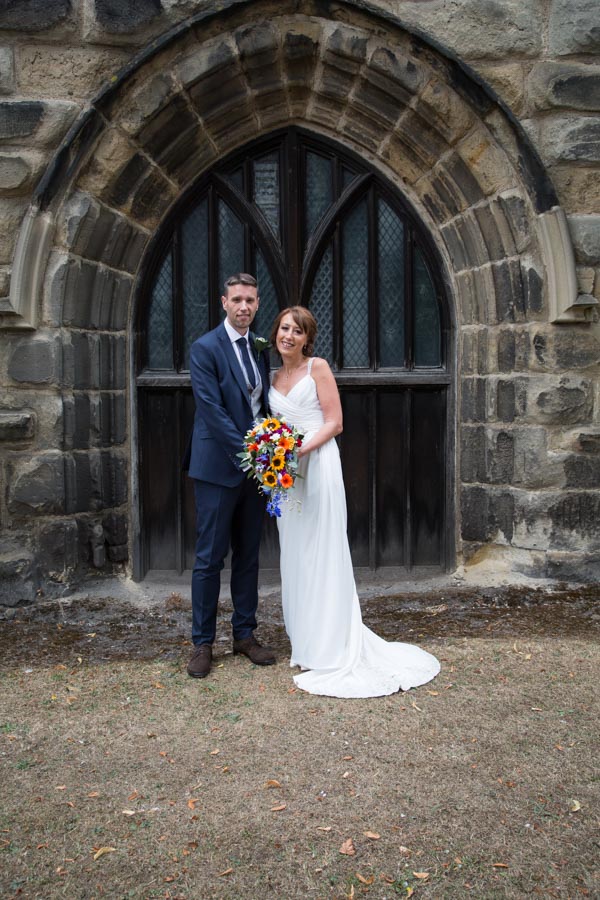 Bride and Groom outside All Saints Church Pontefract