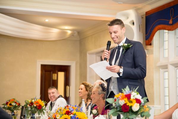 Groom giving his speech at Rogerthorpe Manor Wedding