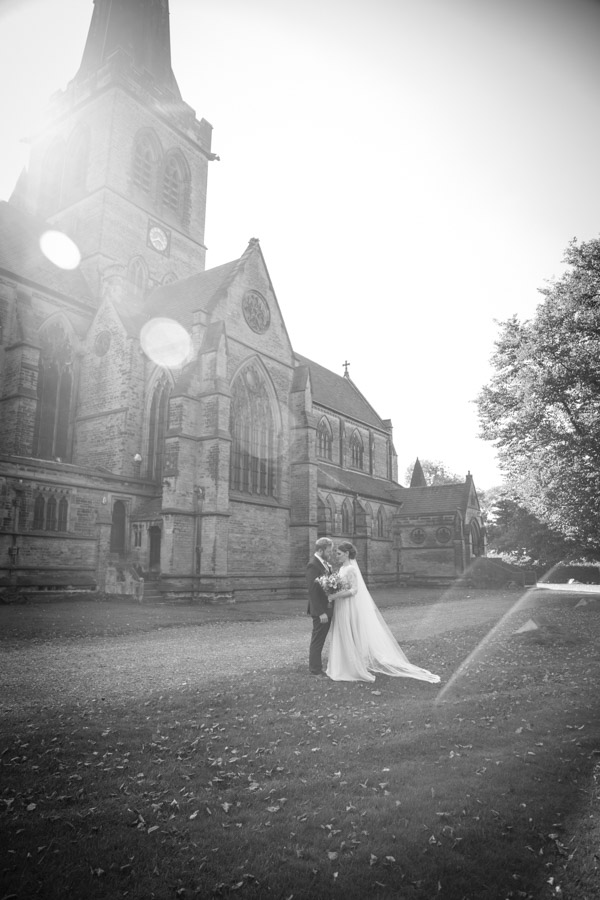 Bride and Groom outside Wentworth Church