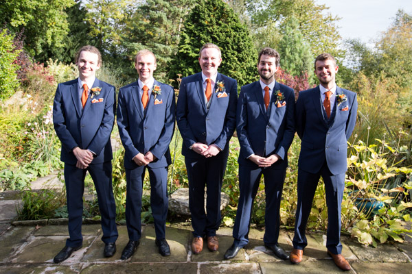 Groom and Groomsmen in the grounds of Horsleygate Hall Derbyshire