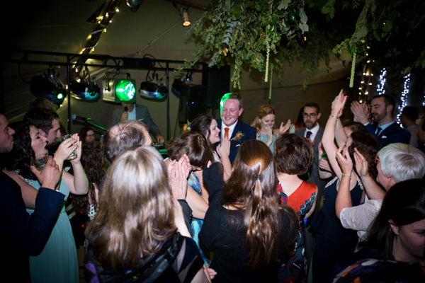 Guests dancing during Horsleygate Hall wedding