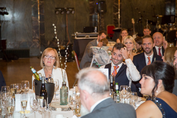 Guests laughing during speeches at Cutlers' Hall Sheffield