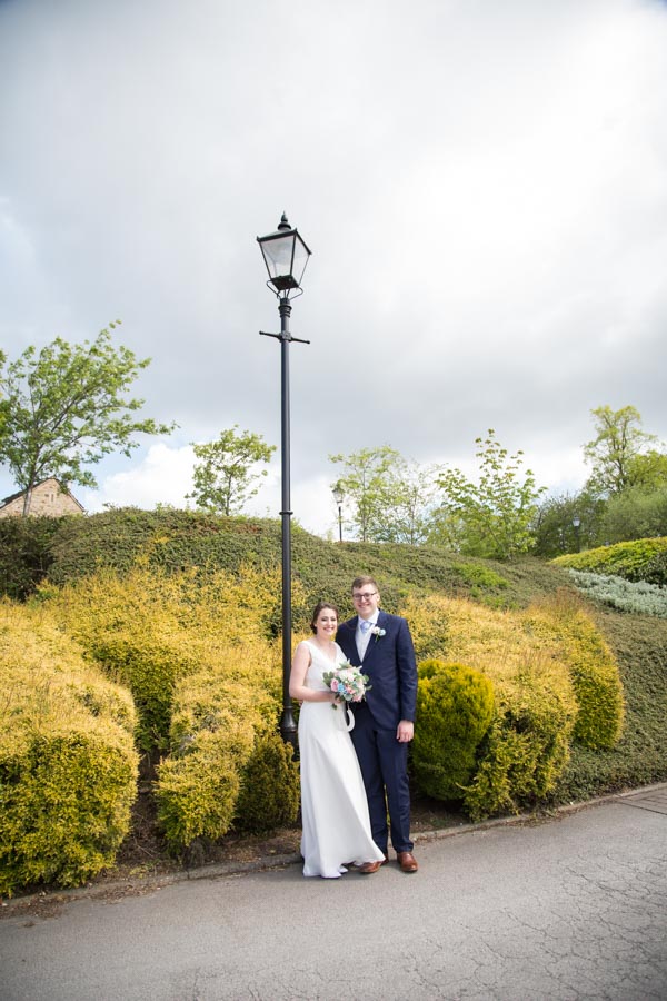 Bride and Groom in the grounds of Tankersley Manor Hotel Wedding