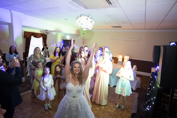 Throwing the bouquet at Holiday Inn Barnsley Wedding