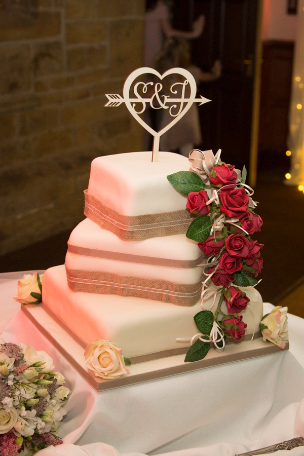The wedding cake at Whitley Hall Wedding