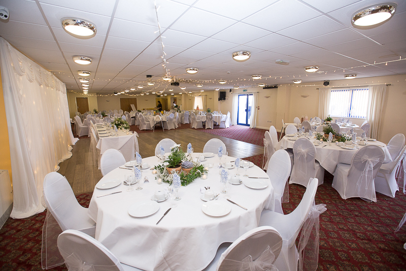 The wedding breakfast room at Shaw Lane Sports Club in Barnsley South Yorkshire