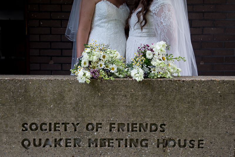 The bridal bouquets on the wall of the society of friends quaker meeting house in Barnsley