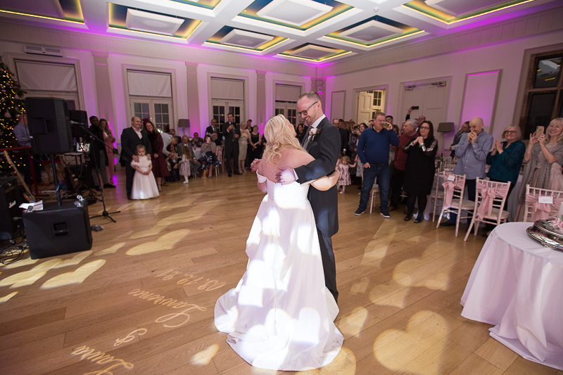 Bride and groom first dance at Hodsock Priory
