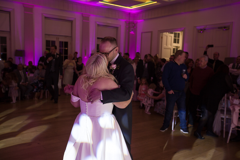 Bride and groom first dance at Hodsock Priory