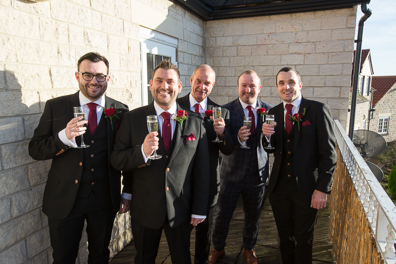 Groomsmen ready to leave for Doncaster wedding