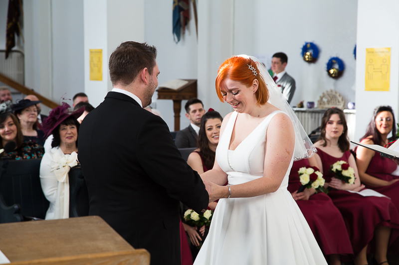 The exchange of the wedding rings in St Peter's church Warmsworth