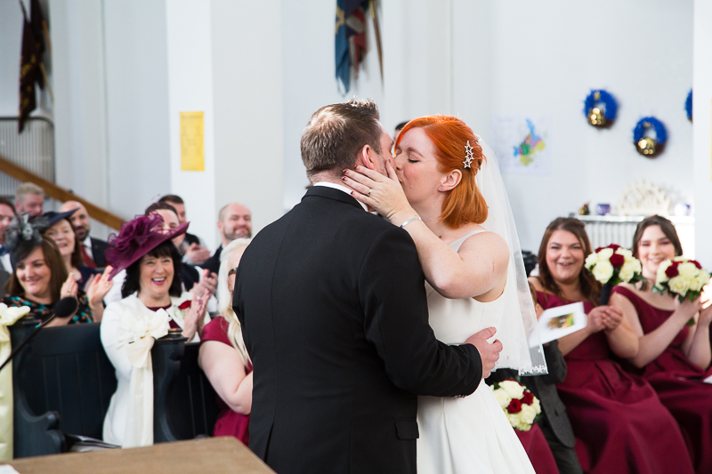 First kiss as husband and wife in St Peter's church Warmsworth