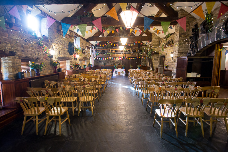 The barn at Cubley Hall set up for a wedding