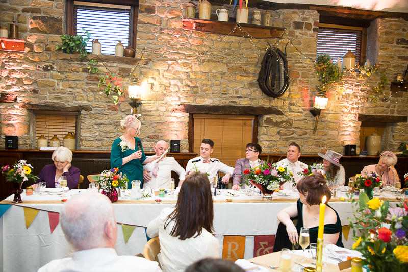 The wedding speeches in the Barn at Cubley Hall
