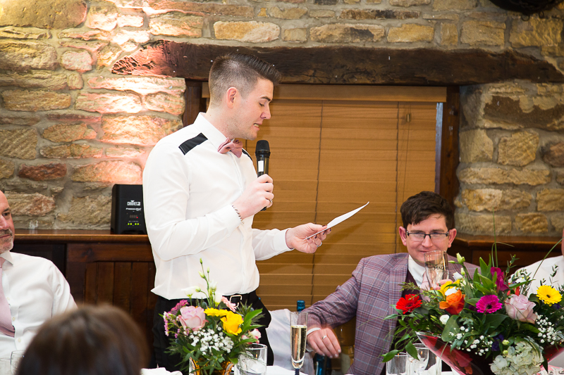 The wedding speeches in the Barn at Cubley Hall