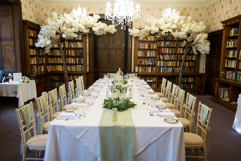 The wedding breakfast table at an intimate wortley hall wedding