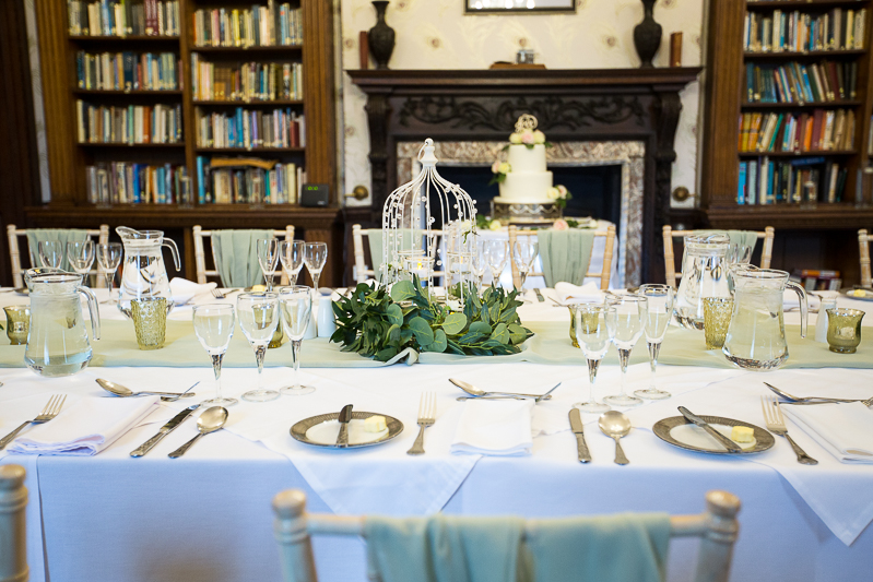 The wedding breakfast table at an intimate wortley hall wedding