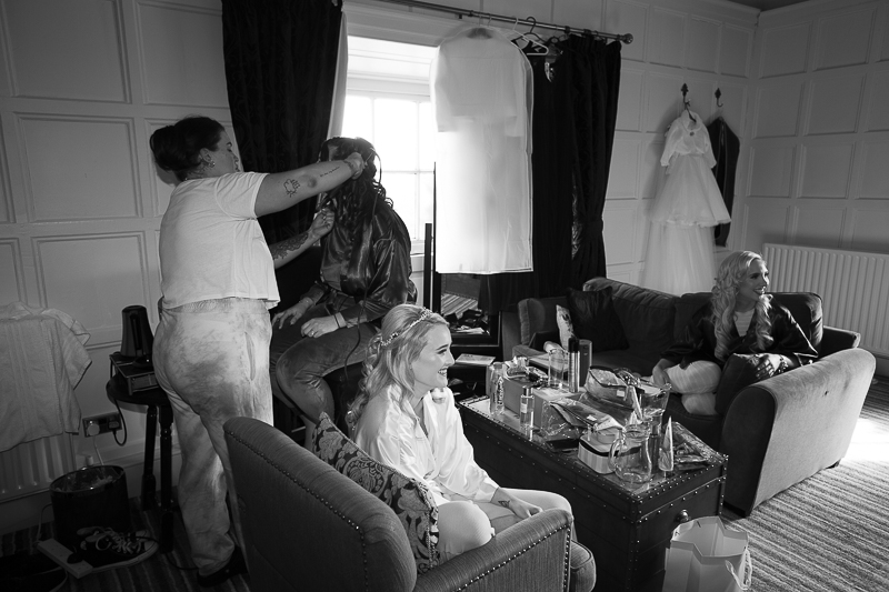 Bridal preparations at Wortley Hall Wedding
