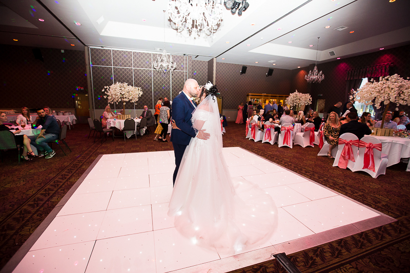 The first dance at Burntwood Court Hotel wedding reception