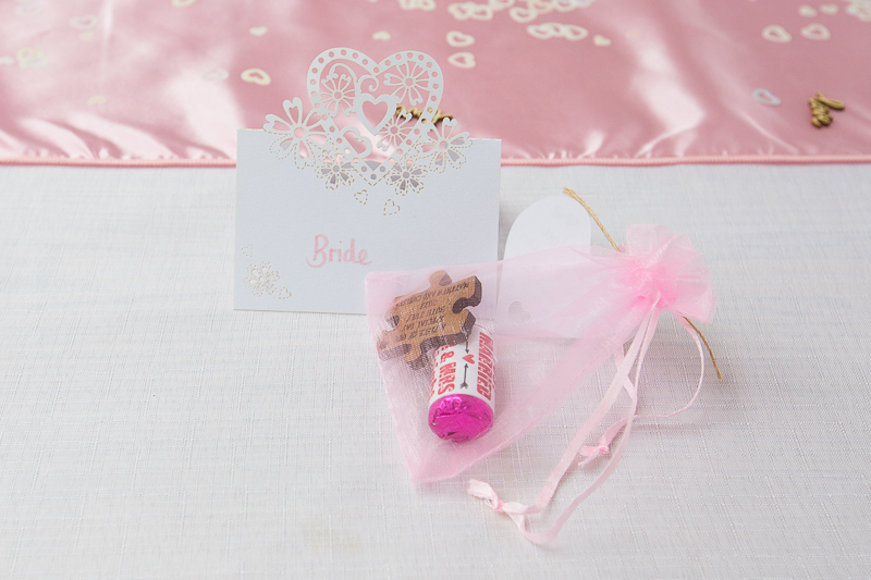 Pink wedding favours from a pink themed wedding at The Beehive at The Garrison Barnsley