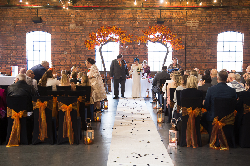 The wedding ceremony in the Ironworks building at Elsecar Heritage Centre