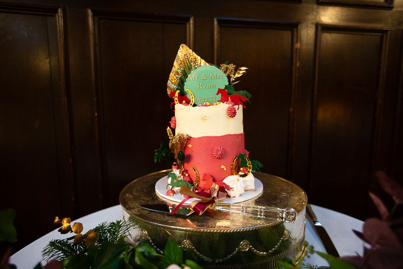 Wedding cake at Wortley Hall Photographer