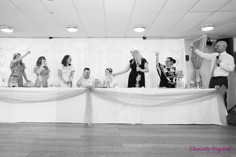 The speeches at the top table at Shaw Lane Sports Club Barnsley wedding photographer