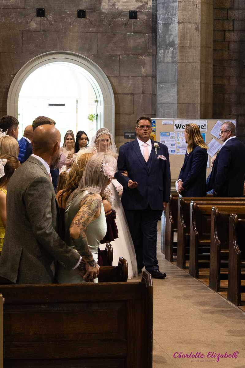 Wedding ceremony at St Margaret's Church Swinton by Charlotte Elizabeth natural wedding Photography