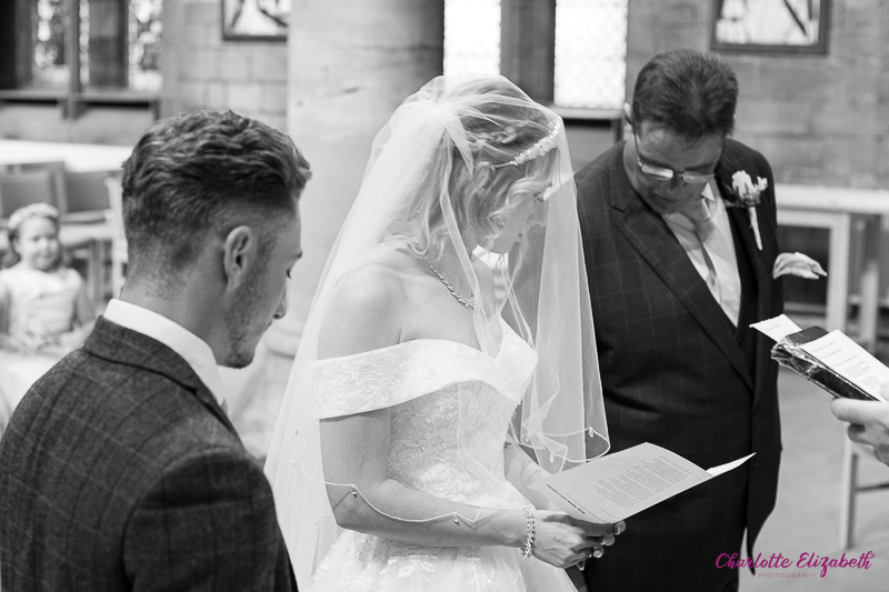 Wedding ceremony at St Margaret's Church Swinton by Charlotte Elizabeth natural wedding Photography