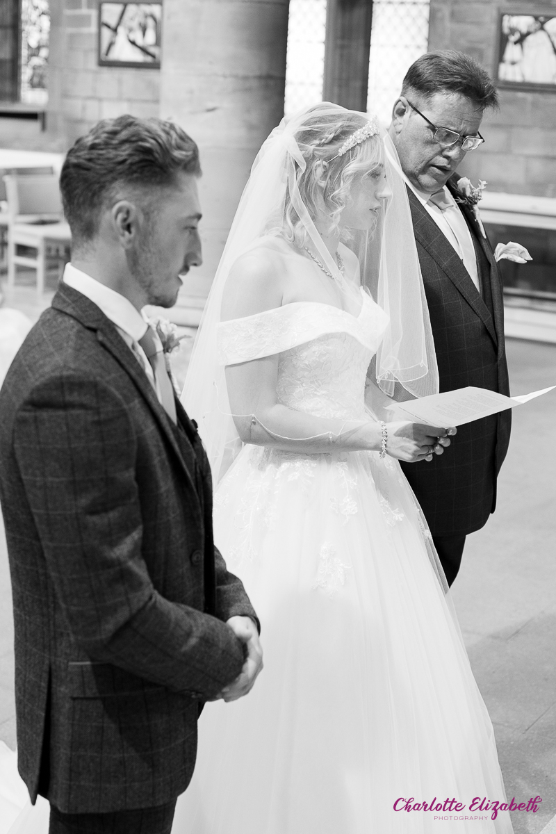 Wedding ceremony at St Margaret's Church Swinton by Charlotte Elizabeth natural wedding Photography
