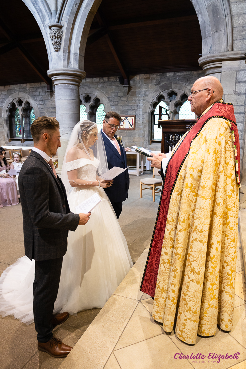 Wedding ceremony at St Margaret's Church Swinton by Charlotte Elizabeth natural wedding Photography