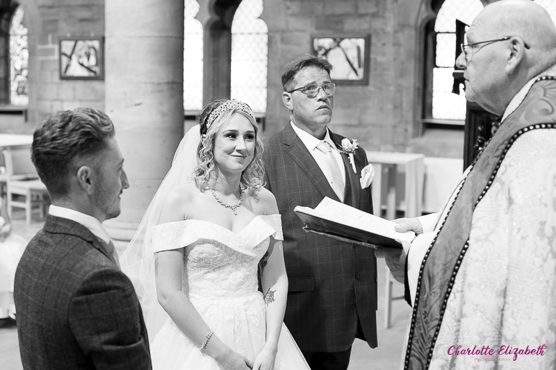Wedding ceremony at St Margaret's Church Swinton by Charlotte Elizabeth natural wedding Photography