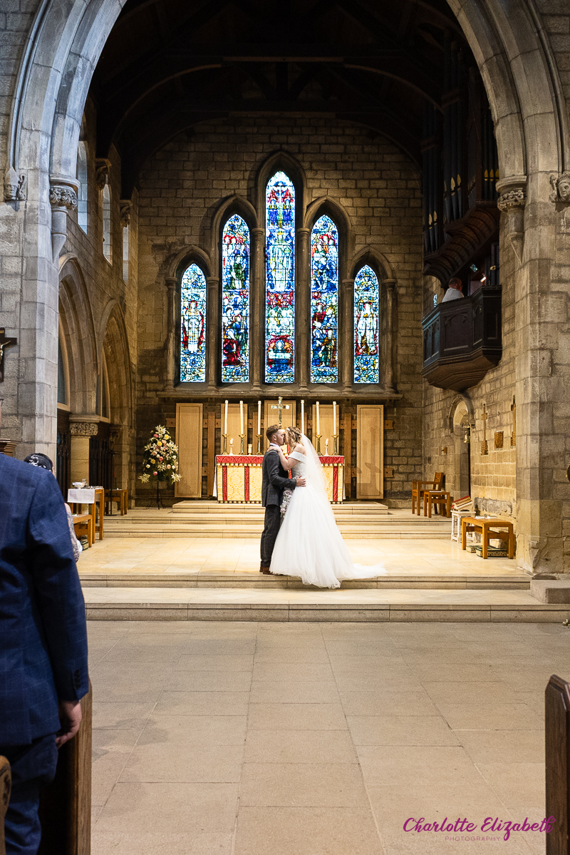Wedding ceremony at St Margaret's Church Swinton by Charlotte Elizabeth natural wedding Photography