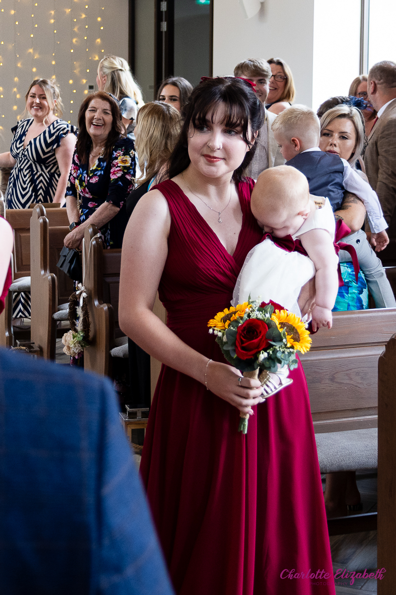 wedding ceremony inside the chapel at Burntwood Court Barnsley