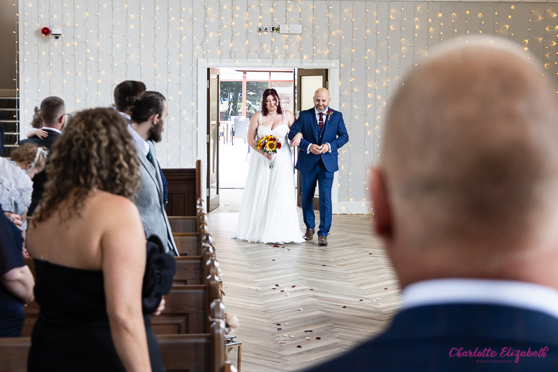 wedding ceremony inside the chapel at Burntwood Court Barnsley