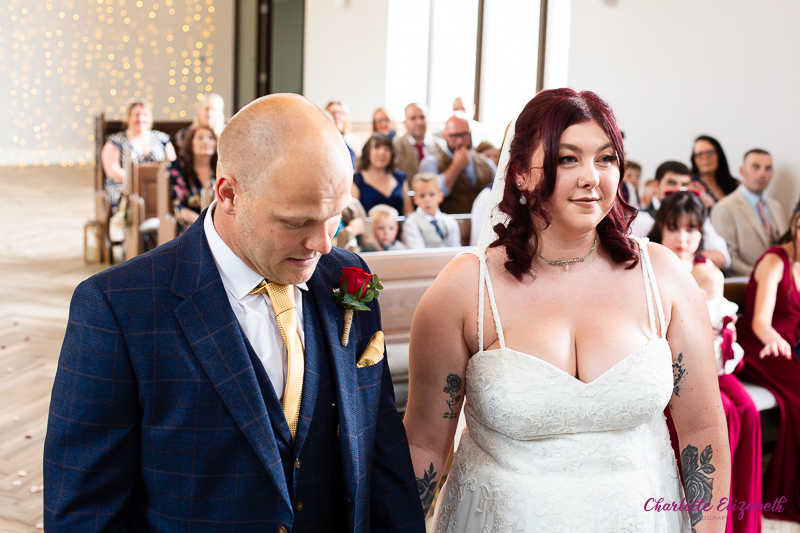 wedding ceremony inside the chapel at Burntwood Court Barnsley