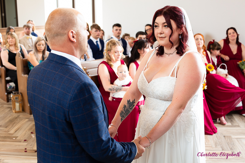wedding ceremony inside the chapel at Burntwood Court Barnsley