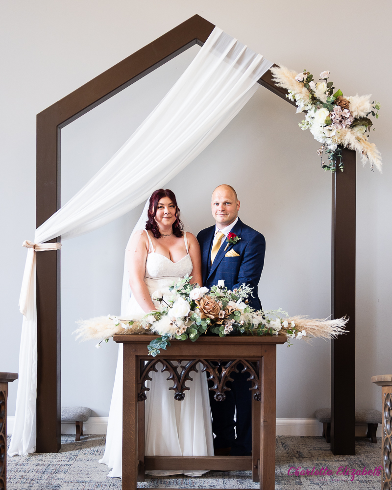 wedding ceremony inside the chapel at Burntwood Court Barnsley