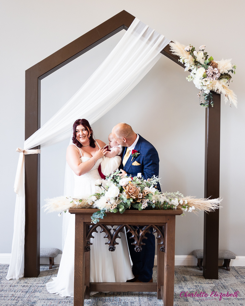 wedding ceremony inside the chapel at Burntwood Court Barnsley