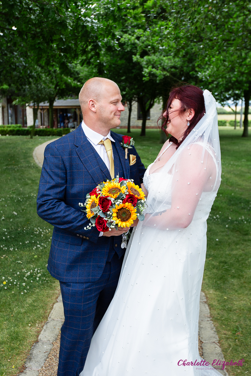Couple portraits in the grounds of Burntwood Court hotel Barnsley wedding photographer