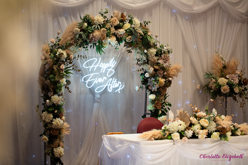 Wedding decorations at Burntwood Court hotel Barnsley wedding photographer