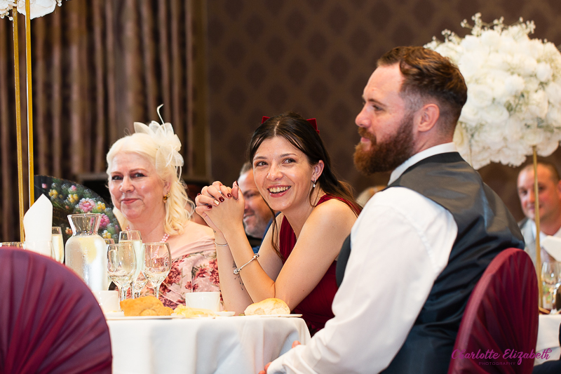 Wedding reception at Burntwood Court hotel Barnsley wedding photographer
