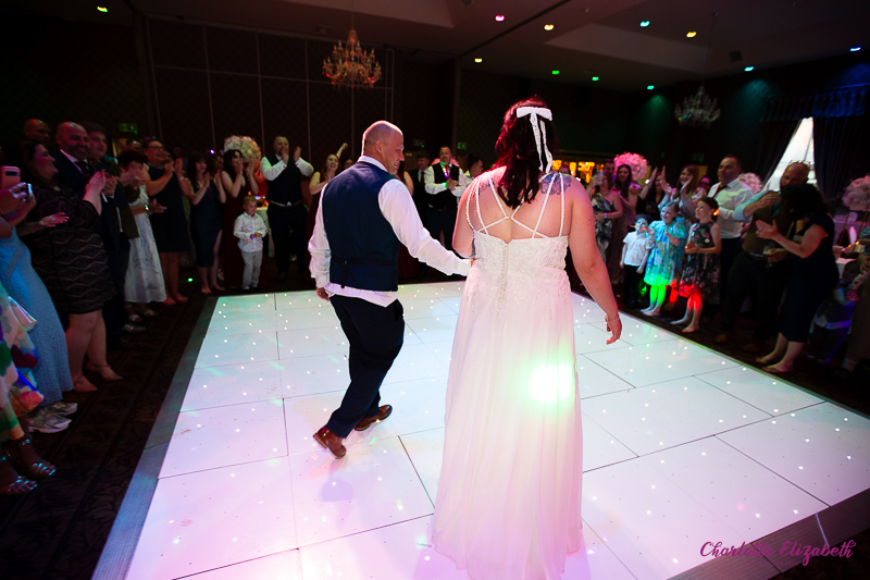 Wedding dancefloor at Burntwood Court hotel Barnsley wedding photographer