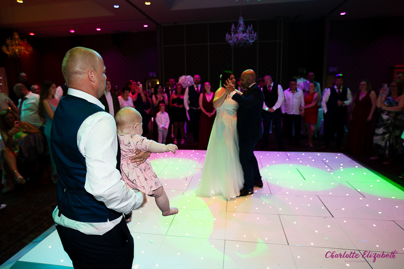 Wedding dancefloor at Burntwood Court hotel Barnsley wedding photographer