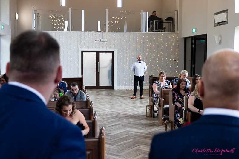 wedding ceremony inside the chapel at Burntwood Court Barnsley