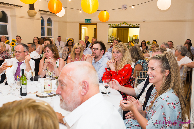 Wedding speeches at Cawthorne Village Hall by natural wedding photographer in Barnsley